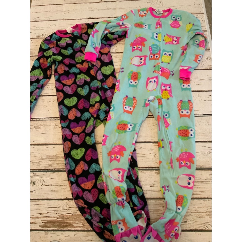 Circo Girls Fleece Footed Pajamas Set‎ of 2 PJs Sleepers Size M 7/8